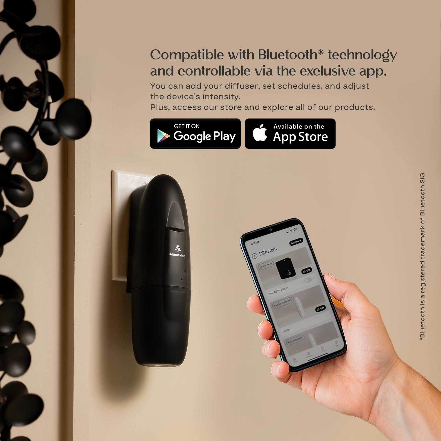 Smart Plug-in Diffuser (Black) - AromaPlan